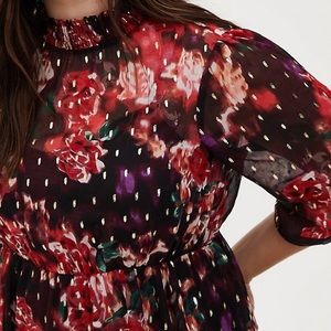 Floral Chiffon Dot Dress - 2pc